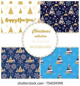 Snowflake winter christmas tree holiday fir-tree design season december snow star celebration ornament vector illustration seamless pattern background. Snowfall new year nature beautiful backdrop.