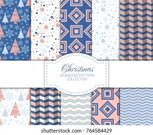 Snowflake winter christmas tree holiday fir-tree design season december snow star celebration ornament vector illustration seamless pattern background. Snowfall new year nature beautiful backdrop.