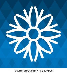 snowflake winter cold merry christmas snowfall frozen icon. Blue background. Vector illustration