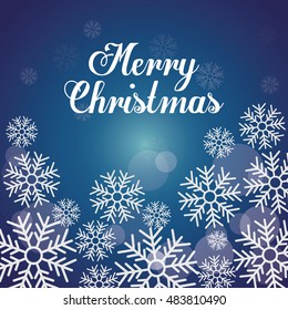 snowflake winter cold merry christmas snowfall frozen icon. Blue background. Vector illustration