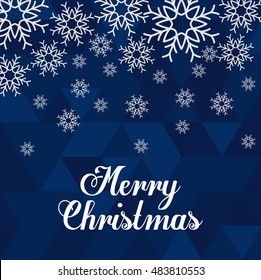 snowflake winter cold merry christmas snowfall frozen icon. Blue background. Vector illustration