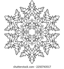 Snowflake winter. Hand drawn decorative vector illustration for coloring