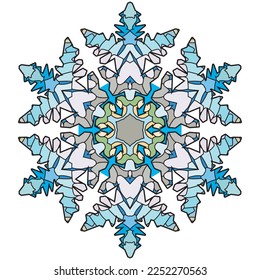 Invierno de copos de nieve. Ilustración de vector decorativa dibujada a mano