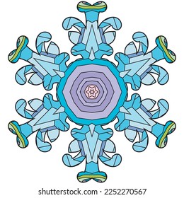 Invierno de copos de nieve. Ilustración de vector decorativa dibujada a mano