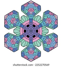 Snowflake winter. Hand drawn decorative vector illustration