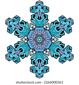 Snowflake winter. Hand drawn decorative vector illustration