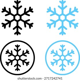 Schneeflocke Wintereissymbole, flacher Minimalvektor, schwarzer Blauton