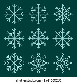 snowflake winter icon set for UI and Christmas background.