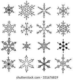 Snowflake winter icons set. Collection of snow flake symbols.
