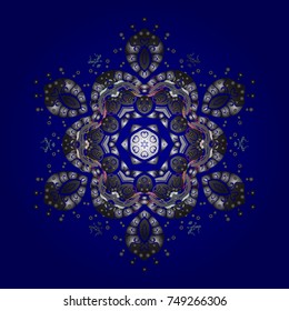 Snowflake winter isolated on blue, gray and neutral colors. New Year sign. Vector illustration. For Christmas design. Symbol of celebration. Blue, gray and neutral icon silhouette.