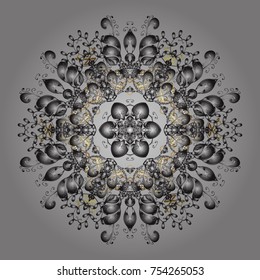 Snowflake winter isolated on gray, neutral and brown colors. Symbol of celebration. Gray, neutral and brown icon silhouette. Vector illustration. For Christmas design. New Year sign.