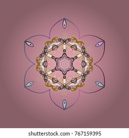 Snowflake winter isolated on pink, beige and gray colors. Pink, beige and gray icon silhouette. For Christmas design. Symbol of celebration. New Year sign. Vector illustration.