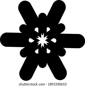 Snowflake winter isolated on white background. black icon silhouette. Vector illustration for Christmas design. New Year sign. Symbol of celebration.
