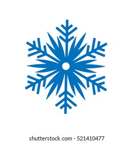 Snowflake winter isolated on white background. Blue icon silhouette. Vector illustration for Christmas design. New Year sign. Symbol of celebration.