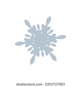 Snowflake Winter Isolated.  Silhouette. Vector Christmas Decoration in Flat Style.