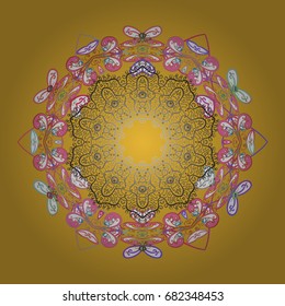 Snowflake winter. Isolated watercolor snowflakes on colorful background. Symbol of winter. Vector illustration.