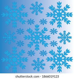 Schneeflocken Wintermuster. Weihnachtsflakes von Schnee, Vektorgrafik auf blauem Hintergrund.