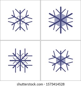Snowflake winter set of black isolated nine icon silhouette on white background