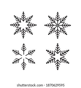 Snowflake Winter Set Black Isolated Silhouette Stock Vector (Royalty ...