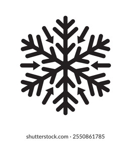 Conjunto de invierno de copo de nieve de negro aislado silueta de nueve iconos sobre fondo blanco