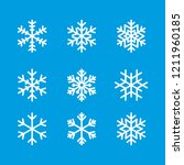 snowflake winter set of blue isolated icon silhouette on white background vector illustration.