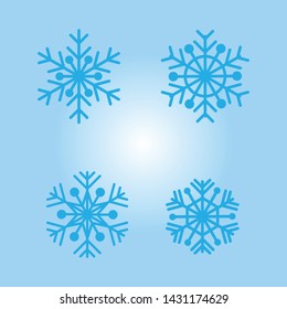 snowflake winter set of blue isolated icon silhouette on blue background vector illustration. eps 10