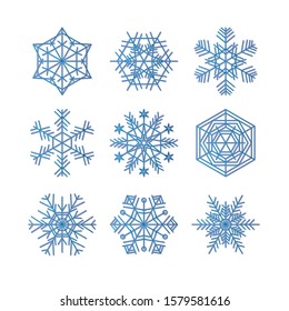 snowflake winter set of blue isolated icon silhouette on white background vector illustration