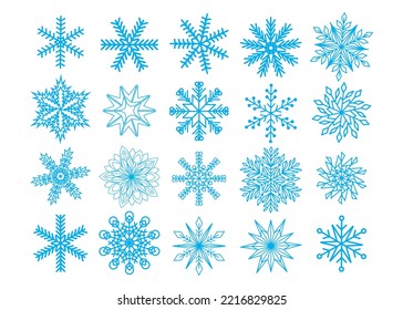 Snowflake winter set collection isolated on white background. Snow icons for Christmas and New Year