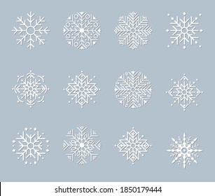 Snowflake winter set illustration. Design elements.