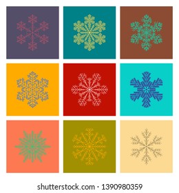 snowflake winter set of isolated icon silhouette on background