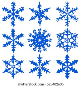 Snowflake winter set. Isolated vector snow ornaments.