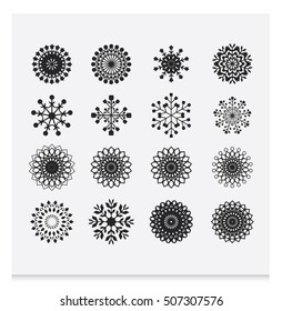 Snowflake winter set on white background