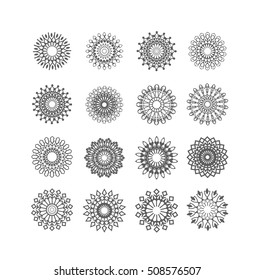 Snowflake winter set on white background 4