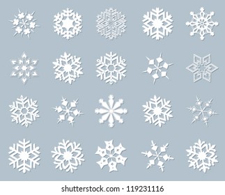 Snowflake winter set vector illustration.