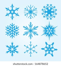 Ilustración vectorial del conjunto de invierno de copas de nieve