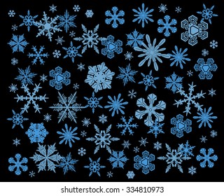 Snowflake winter set. Vector illustration on background