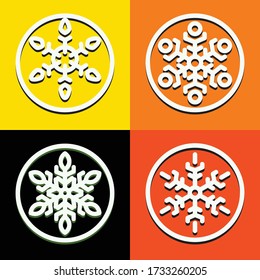 conjunto de invierno de copo de nieve aislado blanco cuatro icono