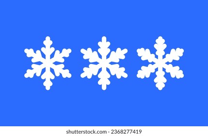 Silueta de iconos blancos aislados de invierno con fondo azul