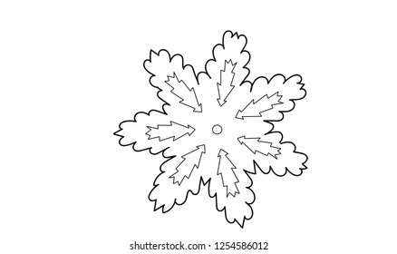 Snowflake, winter silhouette on white background
