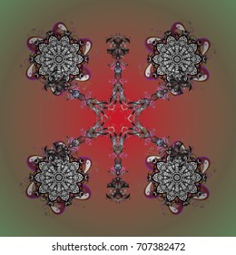 Snowflake winter. Symbol of winter. Vector illustration. Isolated watercolor snowflakes on colorful background.
