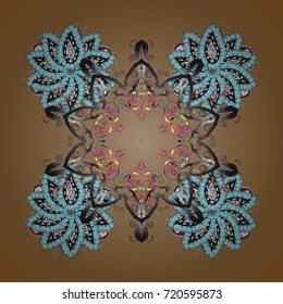 Snowflake winter. Symbol of winter. Vector illustration. Isolated watercolor snowflakes on colorful background.