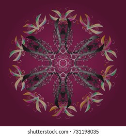 Snowflake winter. Symbol of winter. Vector illustration. Isolated watercolor snowflakes on colorful background.