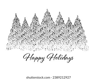 Snowflake winter tree silhouette for holiday season. Black outline vector illustration.