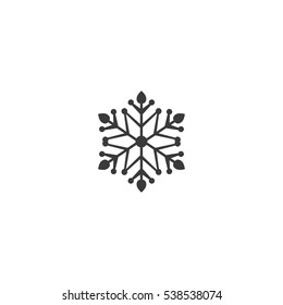 Snowflake Winter Vector Icon. Silhouette On White Background.