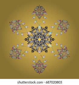 Snowflake winter. Vector illustration. Isolated watercolor snowflakes on colorful background. Symbol of winter.