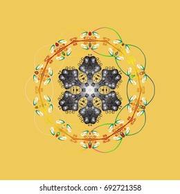 Snowflake winter. Vector illustration. Isolated watercolor snowflakes on colorful background. Symbol of winter.