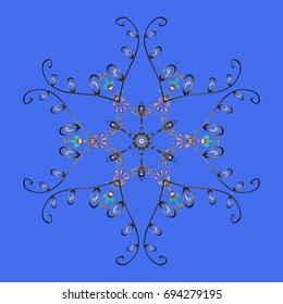 Snowflake winter. Vector illustration. Isolated watercolor snowflakes on colorful background. Symbol of winter.