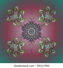 Snowflake winter. Vector illustration. Isolated watercolor snowflakes on colorful background. Symbol of winter.