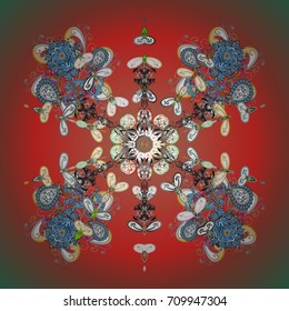 Snowflake winter. Vector illustration. Isolated watercolor snowflakes on colorful background. Symbol of winter.