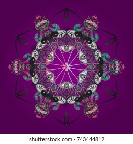 Snowflake winter. Vector illustration. Isolated watercolor snowflakes on colorful background. Symbol of winter.